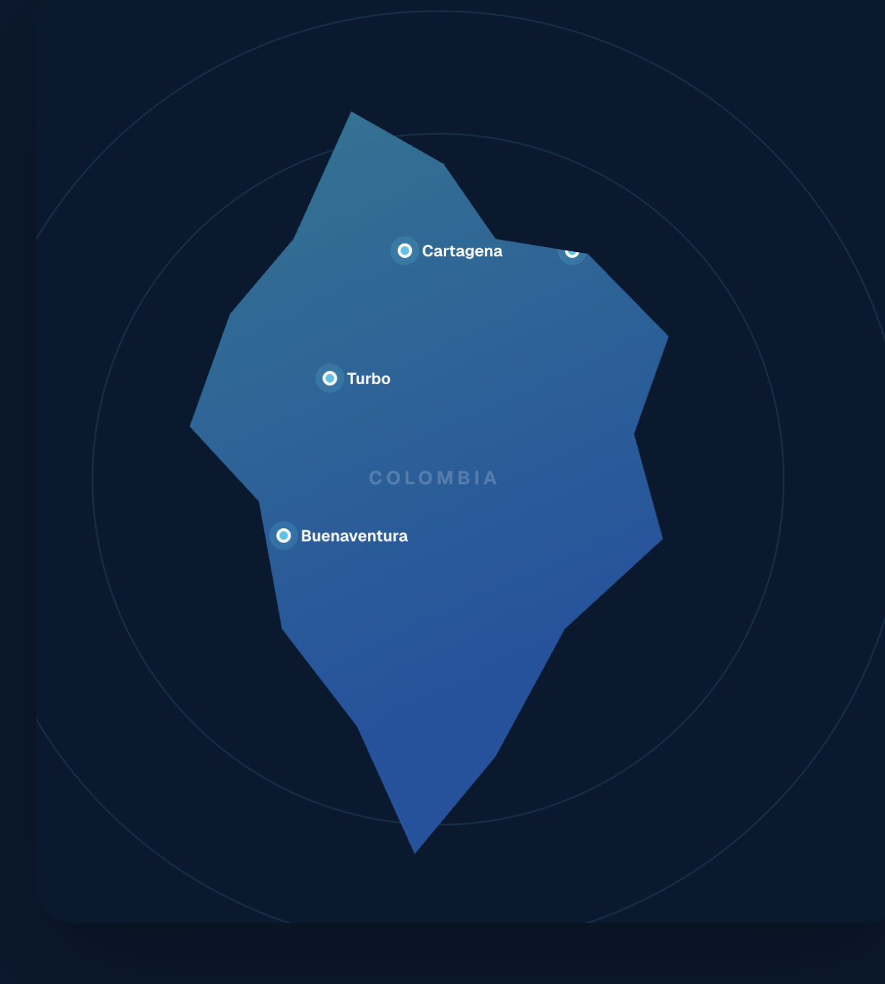 Mapa de cobertura de Marítima Andina en Colombia